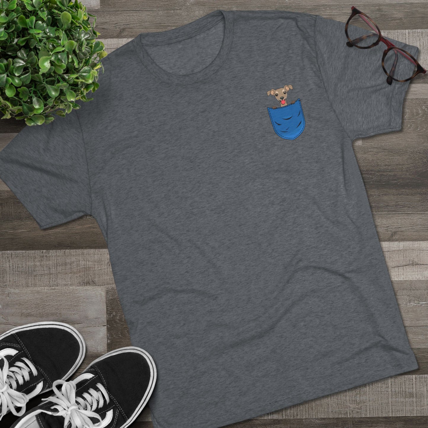 Playful Pocket Dog Tee - Cute Graphic T-Shirt, Unisex Crew Shirt, Casual Wear, Dog Lover Gift, Everyday Essentials