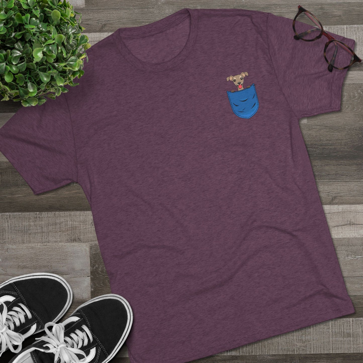 Playful Pocket Dog Tee - Cute Graphic T-Shirt, Unisex Crew Shirt, Casual Wear, Dog Lover Gift, Everyday Essentials