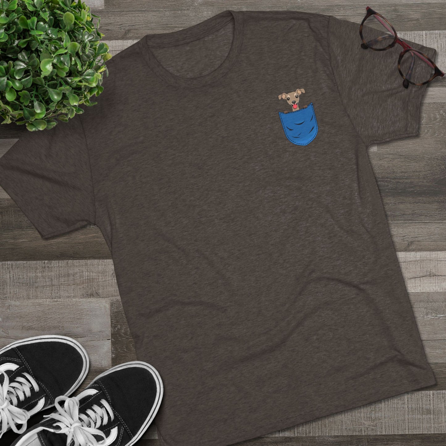 Playful Pocket Dog Tee - Cute Graphic T-Shirt, Unisex Crew Shirt, Casual Wear, Dog Lover Gift, Everyday Essentials