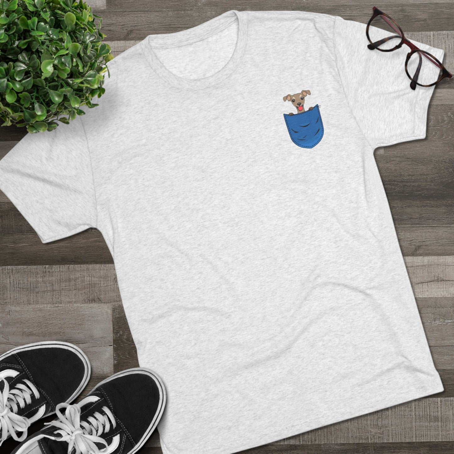 Playful Pocket Dog Tee - Cute Graphic T-Shirt, Unisex Crew Shirt, Casual Wear, Dog Lover Gift, Everyday Essentials
