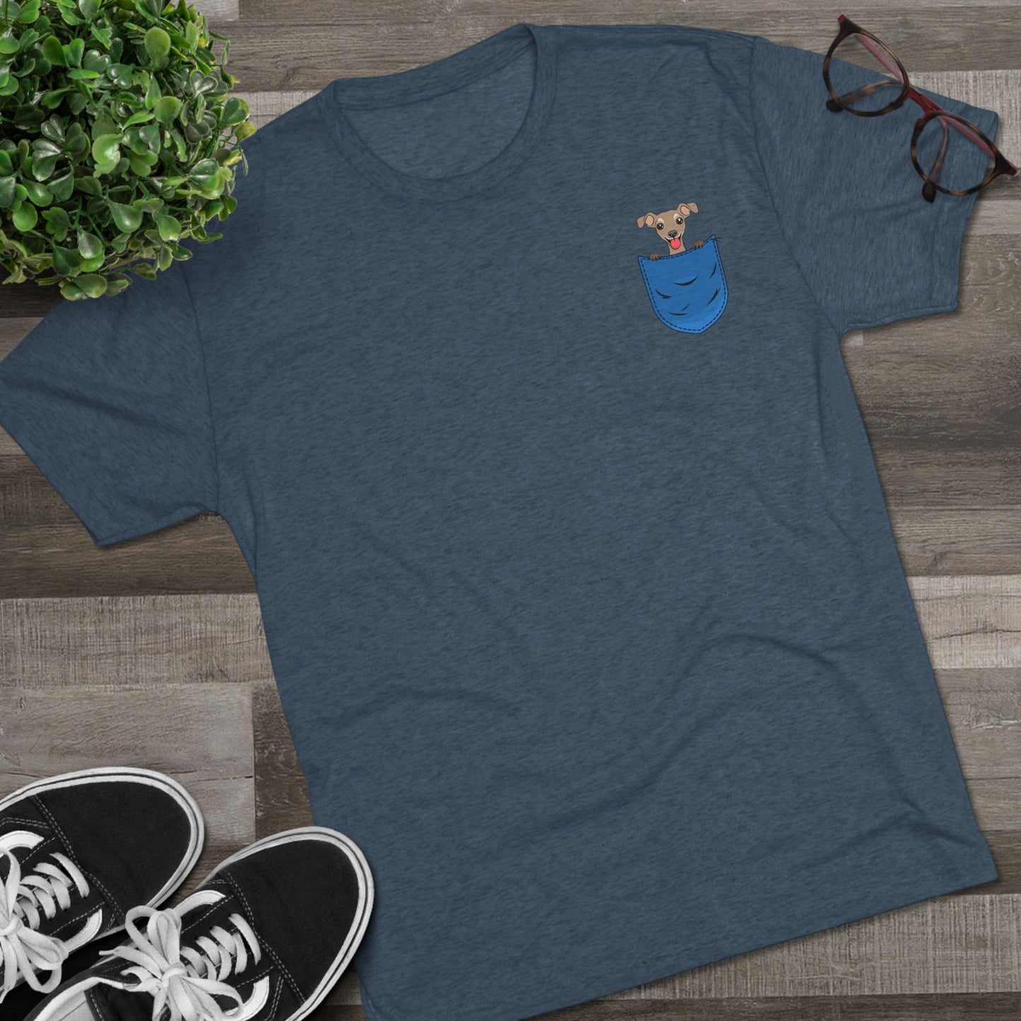 Playful Pocket Dog Tee - Cute Graphic T-Shirt, Unisex Crew Shirt, Casual Wear, Dog Lover Gift, Everyday Essentials
