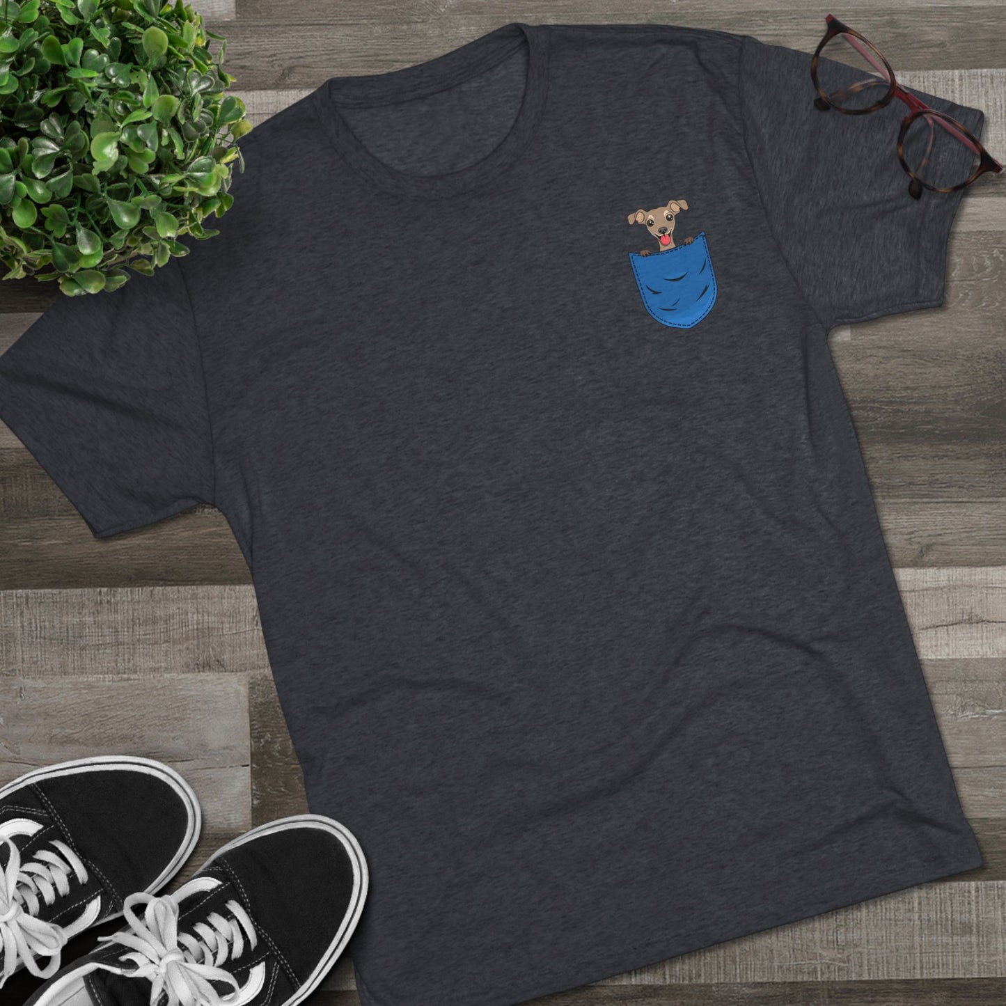 Playful Pocket Dog Tee - Cute Graphic T-Shirt, Unisex Crew Shirt, Casual Wear, Dog Lover Gift, Everyday Essentials
