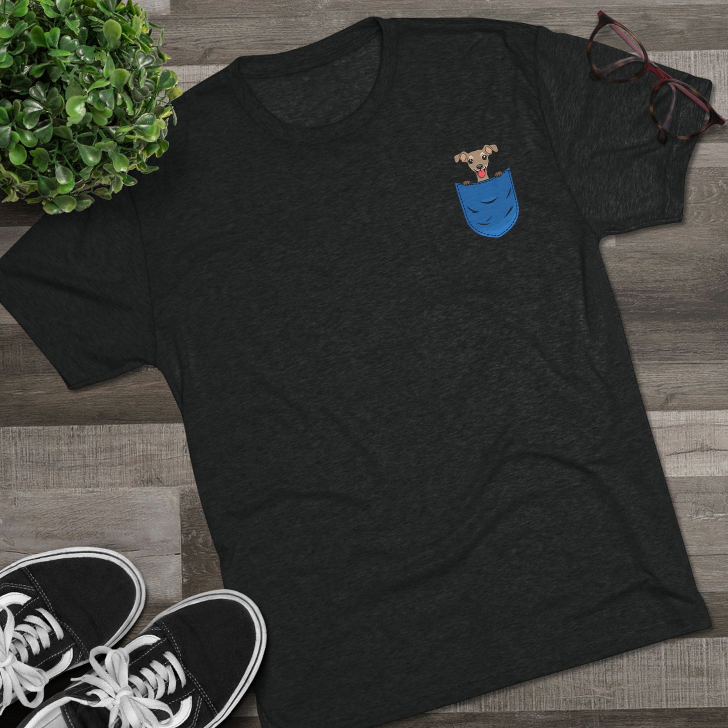 Playful Pocket Dog Tee - Cute Graphic T-Shirt, Unisex Crew Shirt, Casual Wear, Dog Lover Gift, Everyday Essentials