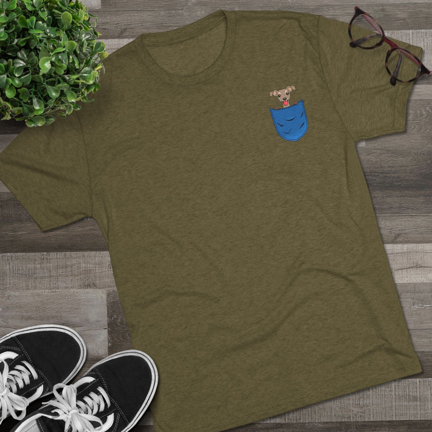 Playful Pocket Dog Tee - Cute Graphic T-Shirt, Unisex Crew Shirt, Casual Wear, Dog Lover Gift, Everyday Essentials