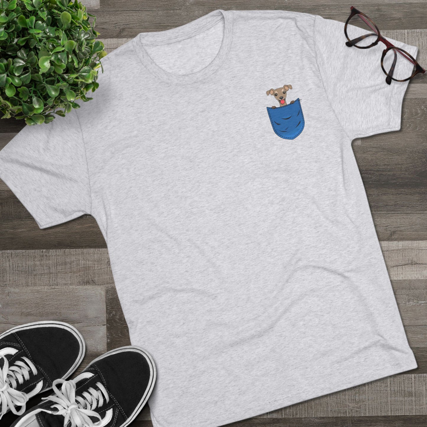Playful Pocket Dog Tee - Cute Graphic T-Shirt, Unisex Crew Shirt, Casual Wear, Dog Lover Gift, Everyday Essentials